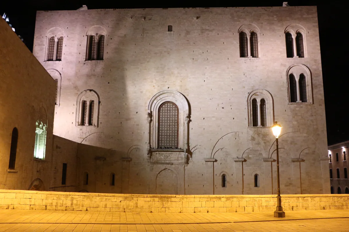 The Basilica of San Nicola in Bari at night