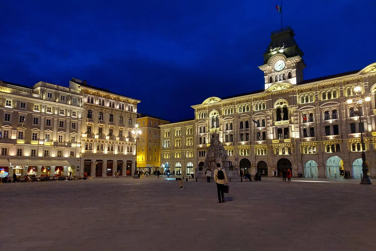 Piazza Unità d'Italia in Trieste at night