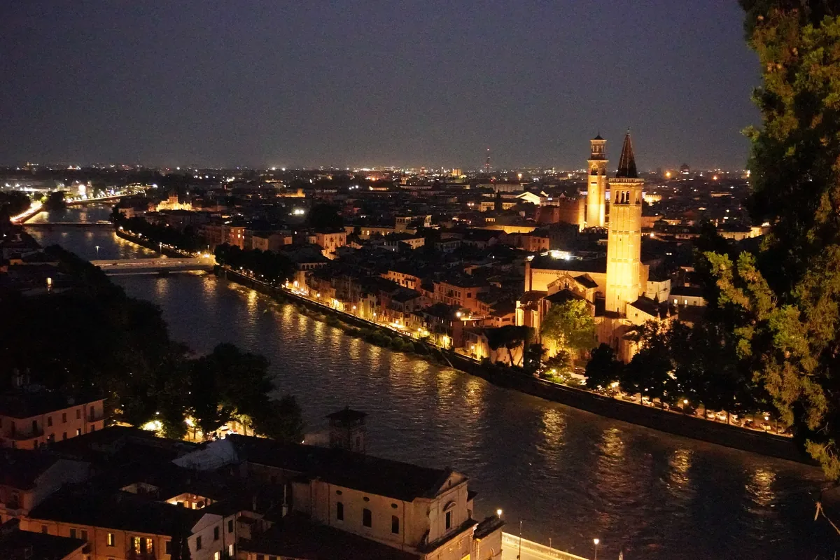 Verona and the river Adige at night